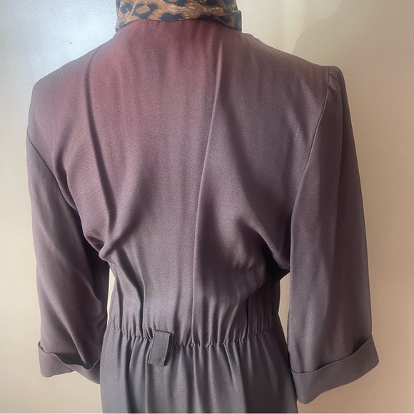 Studio 1 Y2K Vintage Brown Dress with Leopard-Print Scarf size 12 - Picture 12 of 14